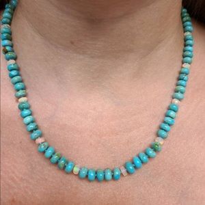 Kingman turquoise and opal knotted necklace